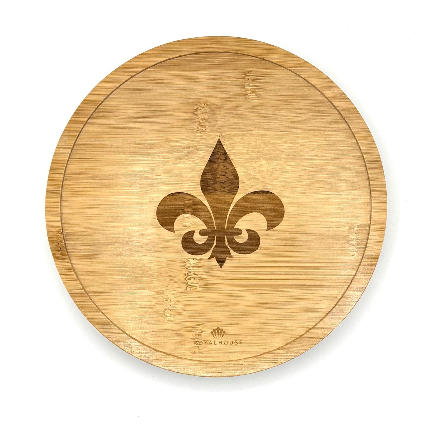 Fleur De Lis Charcuterie Cheese Board and Knives Set with Slide-Out Cutlery Drawer